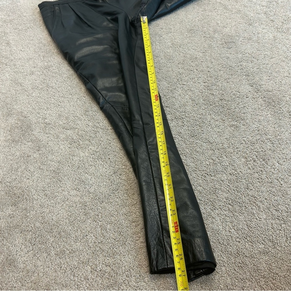 Danier leather vintage black leather V waist pleated pants - Picture 10 of 13